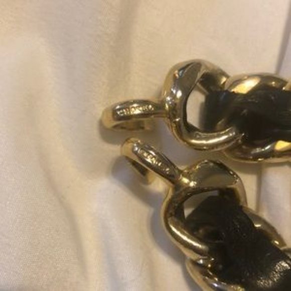 Chanel black leather and gold belt